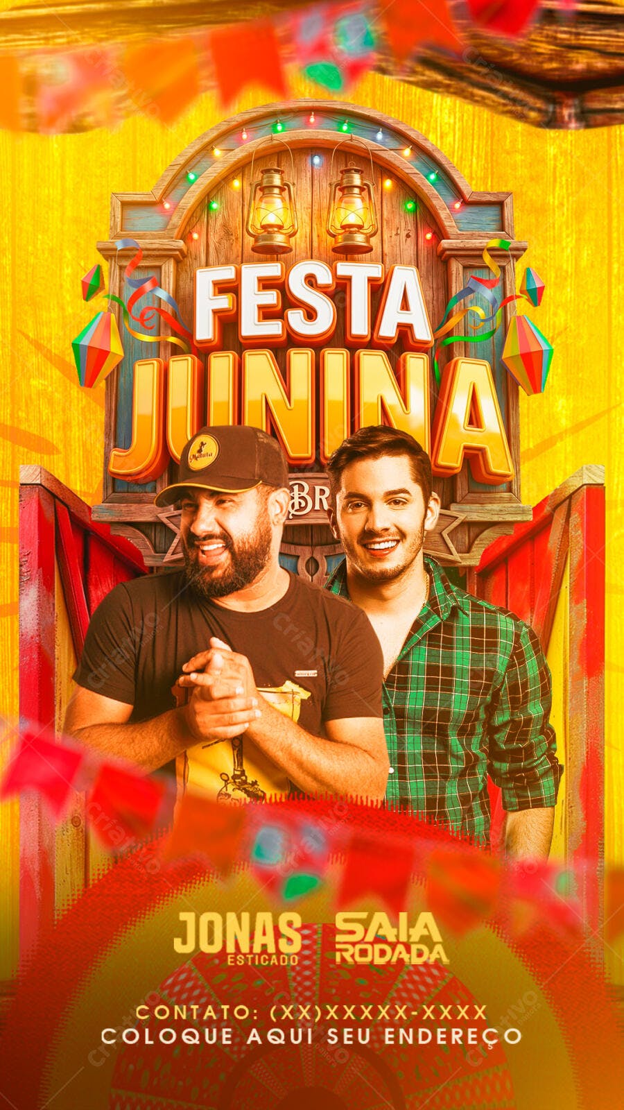 Flyer Festa Junina Arraial Sertanejo PSD Editável