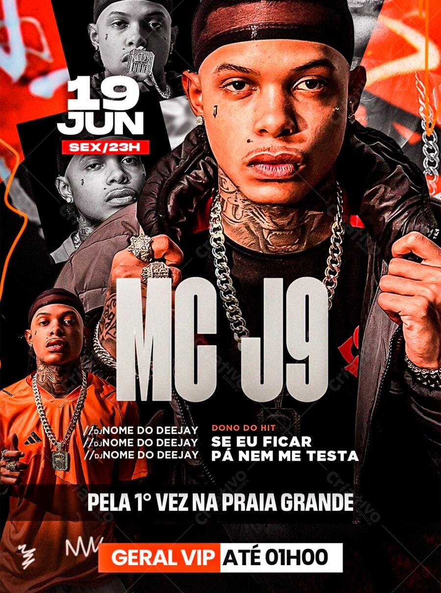 Flyer Festa MC J9 Junho Evento Balada PSD Editável