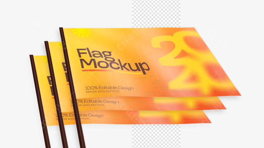 Mockup Bandeira 3D Realista Flag Politica Adesivo PSD Editável