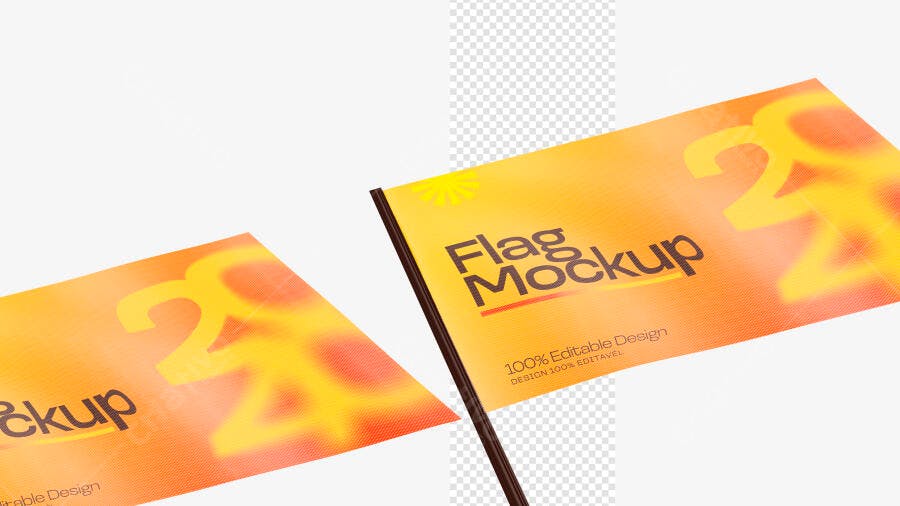 Mockup Bandeira 3D Realista Flag Politica Adesivo PSD Editável