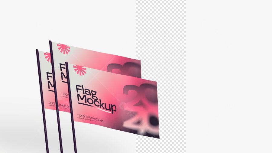 Mockup Bandeira 3D Realista Flag Politica Adesivo PSD Editável