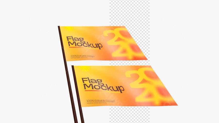 Mockup Bandeira 3D Realista Flag Politica Adesivo PSD Editável