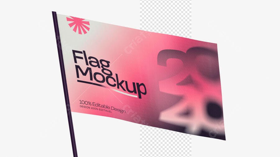 Mockup Bandeira 3D Realista Flag Politica Adesivo PSD Editável