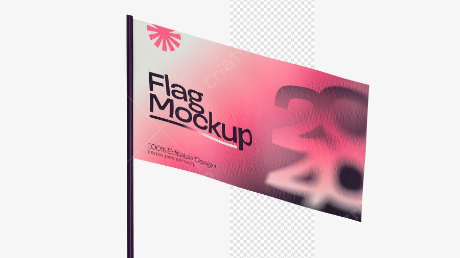 Mockup Bandeira 3D Realista Flag Politica Adesivo PSD Editável