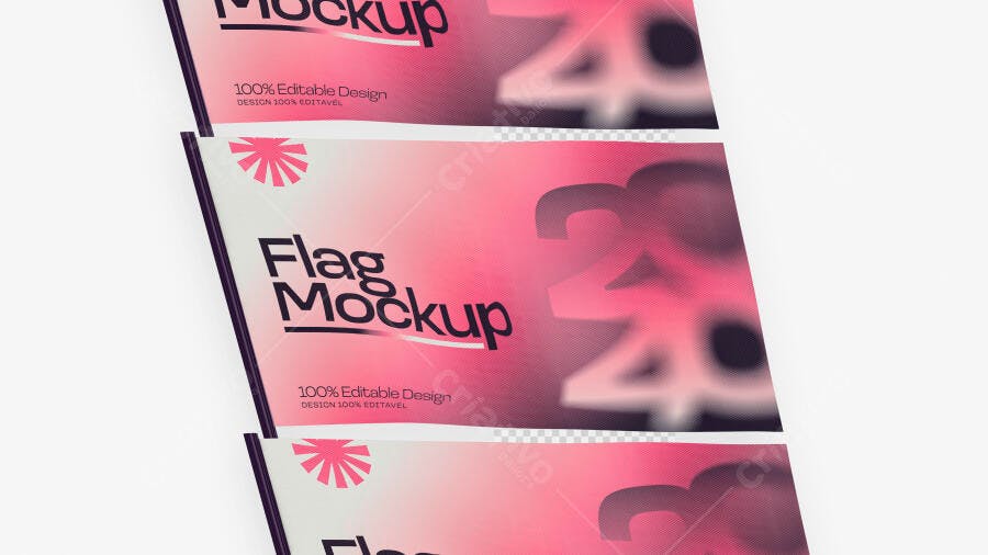 Mockup Bandeira 3D Realista Flag Politica Adesivo PSD Editável