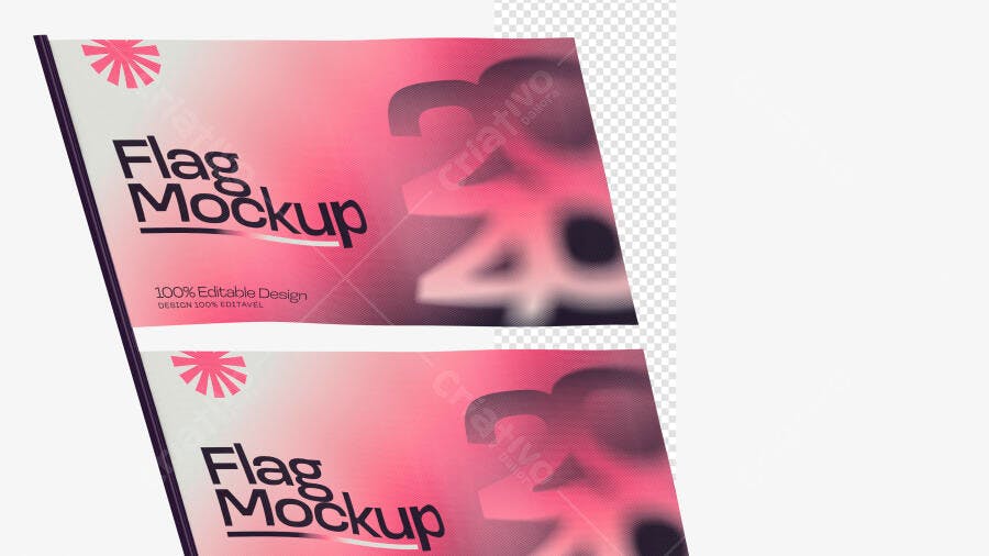 Mockup Bandeira 3D Realista Flag Politica Adesivo PSD Editável