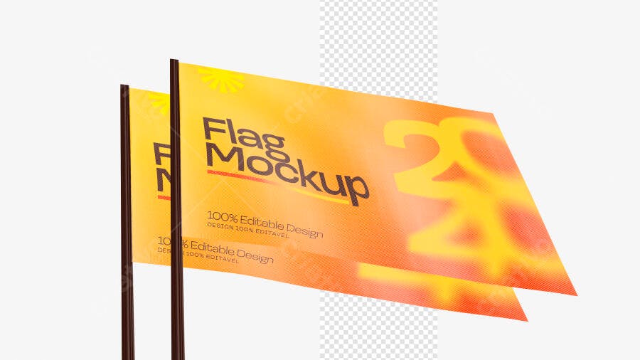 Mockup Bandeira 3D Realista Flag Politica Adesivo PSD Editável