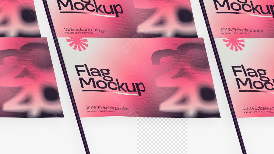 Mockup Bandeira 3D Realista Flag Politica Adesivo PSD Editável
