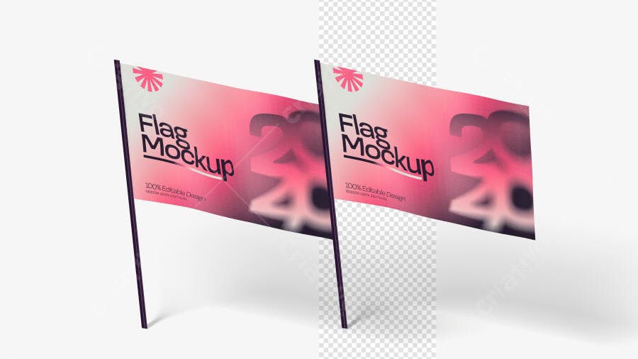Mockup Bandeira 3D Realista Flag Politica Adesivo PSD Editável