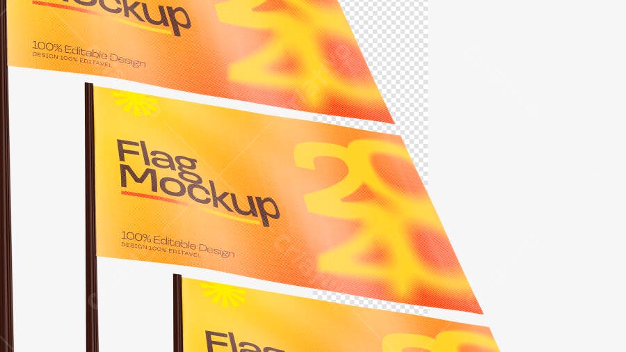 Mockup Bandeira 3D Realista Flag Politica Adesivo PSD Editável