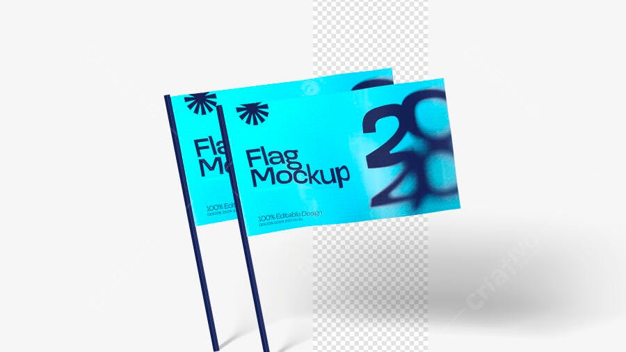 Mockup Bandeira 3D Realista Flag Politica Adesivo PSD Editável
