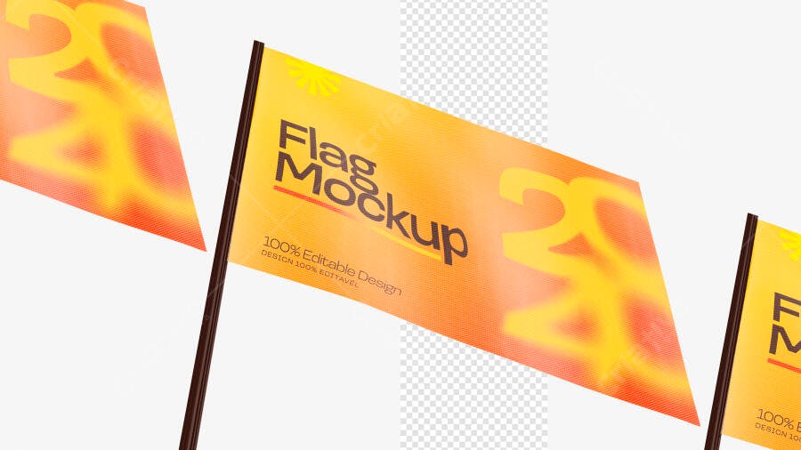 Mockup Bandeira 3D Realista Flag Politica Adesivo PSD Editável