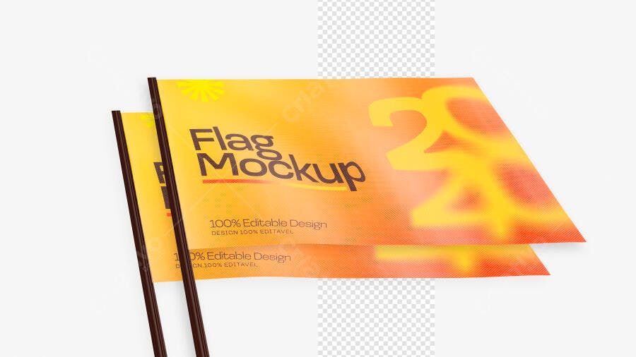 Mockup Bandeira 3D Realista Flag Politica Adesivo PSD Editável