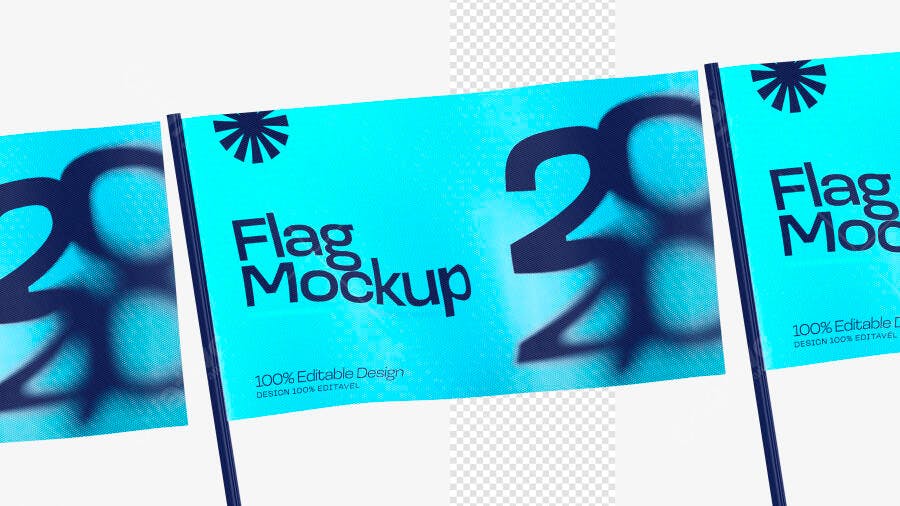 Mockup Bandeira 3D Realista Flag Politica Adesivo PSD Editável