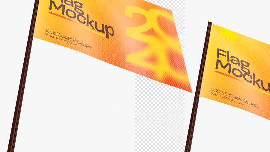 Mockup Bandeira 3D Realista Flag Politica Adesivo PSD Editável