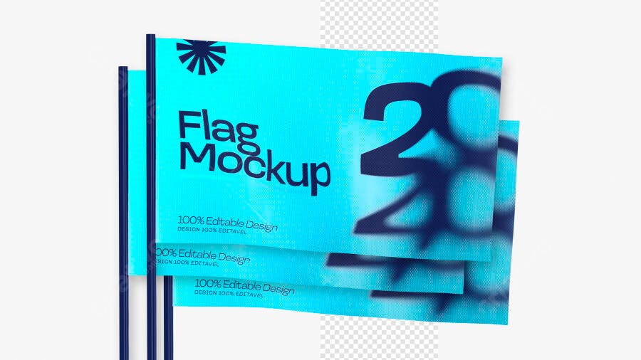Mockup Bandeira 3D Realista Flag Politica Adesivo PSD Editável