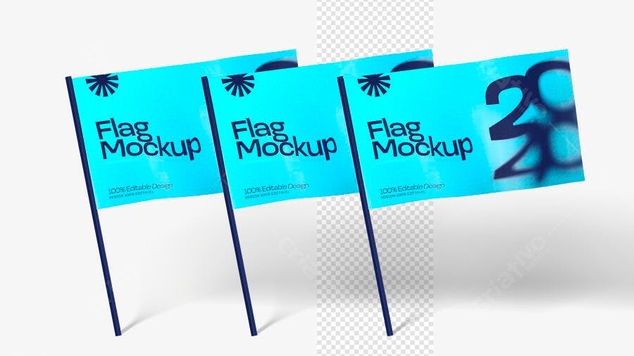 Mockup Bandeira 3D Realista Flag Politica Adesivo PSD Editável