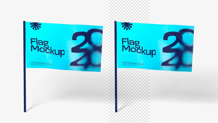 Mockup Bandeira 3D Realista Flag Politica Adesivo PSD Editável