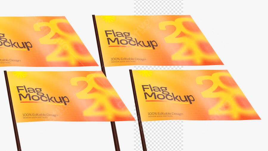 Mockup Bandeira 3D Realista Flag Politica Adesivo PSD Editável
