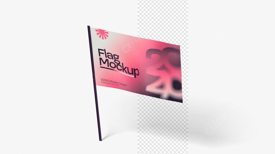 Mockup Bandeira 3D Realista Flag Politica Adesivo PSD Editável