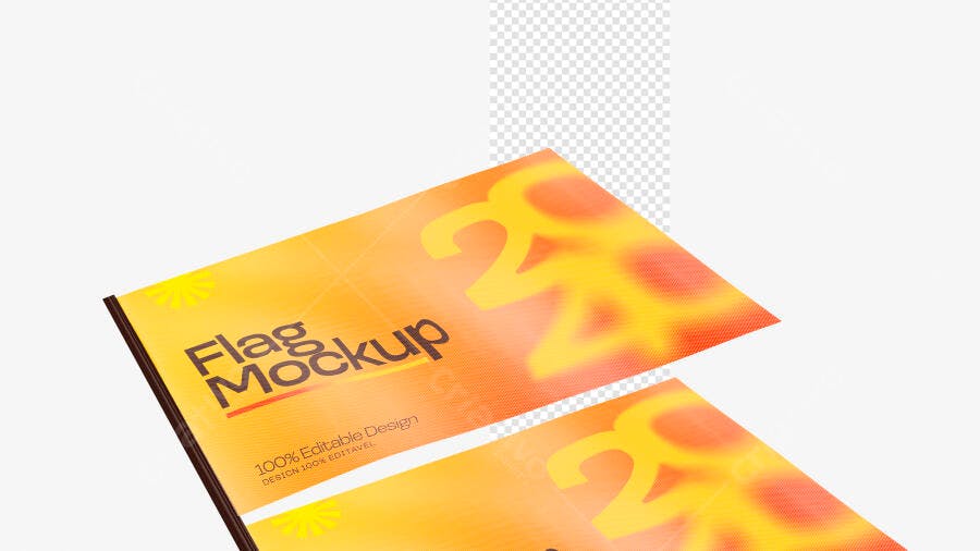 Mockup Bandeira 3D Realista Flag Politica Adesivo PSD Editável