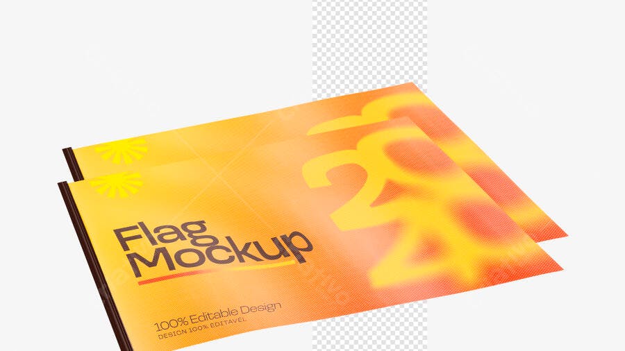 Mockup Bandeira 3D Realista Flag Politica Adesivo PSD Editável