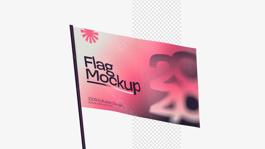 Mockup Bandeira 3D Realista Flag Politica Adesivo PSD Editável