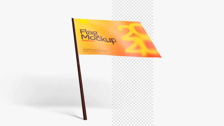 Mockup Bandeira 3D Realista Flag Politica Adesivo PSD Editável