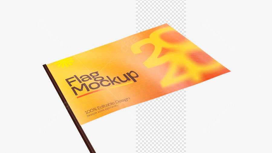 Mockup Bandeira 3D Realista Flag Politica Adesivo PSD Editável