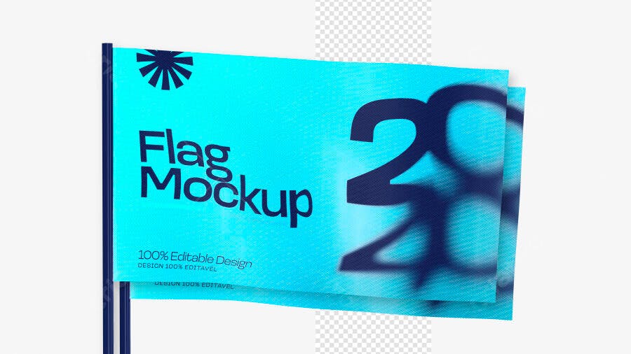 Mockup Bandeira 3D Realista Flag Politica Adesivo PSD Editável