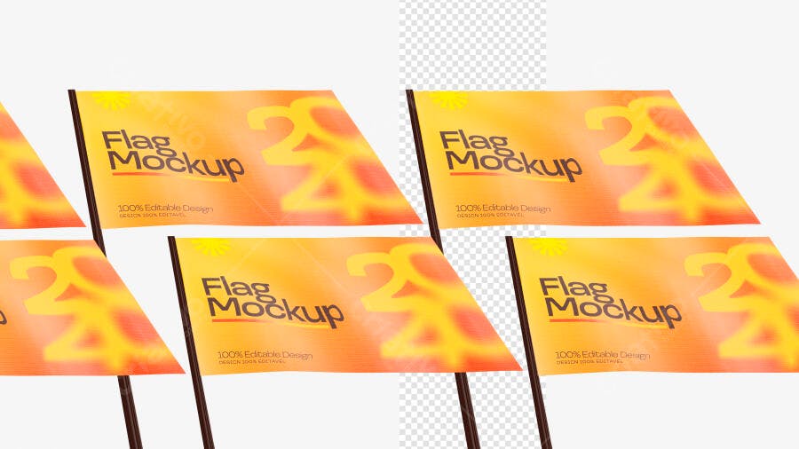 Mockup Bandeira 3D Realista Flag Politica Adesivo PSD Editável