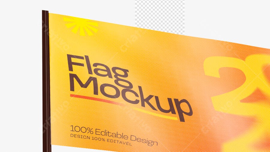 Mockup Bandeira 3D Realista Flag Politica Adesivo PSD Editável