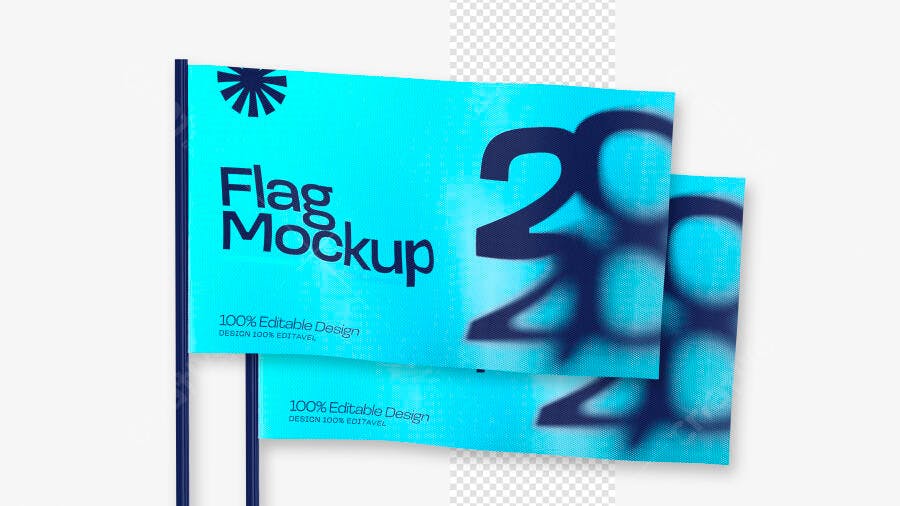 Mockup Bandeira 3D Realista Flag Politica Adesivo PSD Editável