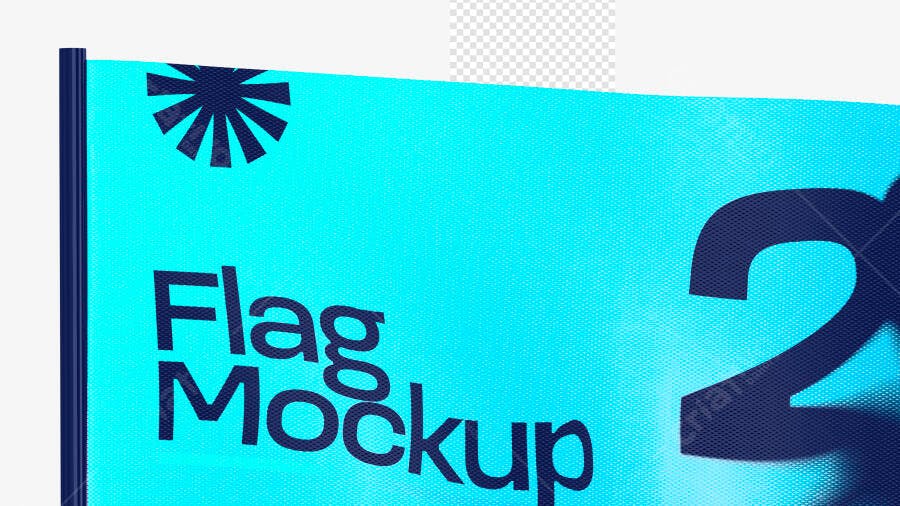 Mockup Bandeira Tecido Vertical Fundo Transparente Editável