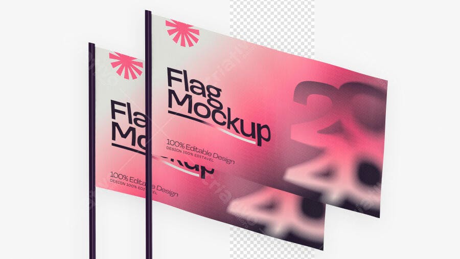 Mockup Bandeira 3D Realista Flag Politica Adesivo PSD Editável