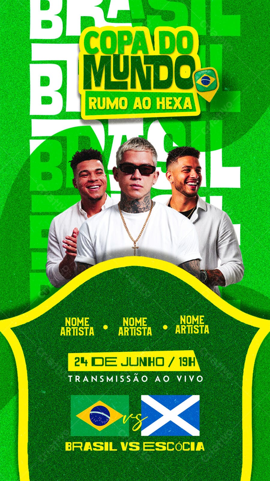 Post Copa do Mundo Rumo ao Hexa Junho PSD Editável