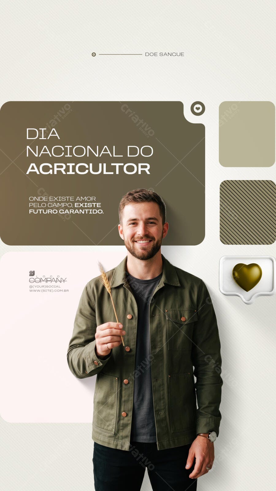 Post Dia Nacional do Agricultor Agronegócio PSD Editável