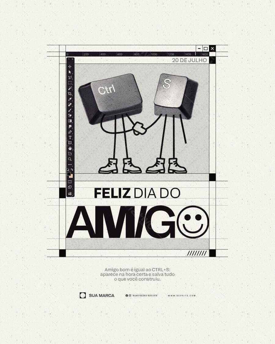 Post Instagram Dia do Amigo 20 de Julho PSD Editável