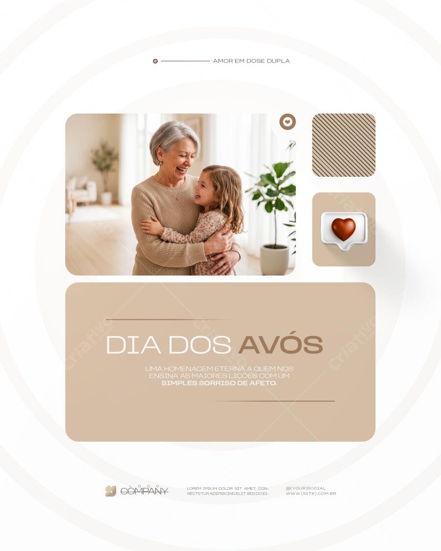 Post Instagram Dia dos Avós Agosto PSD Editável
