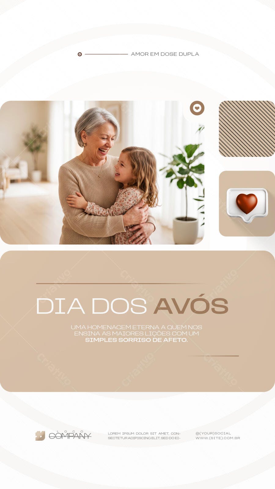 Post Instagram Dia dos Avós Homenagem PSD Editável