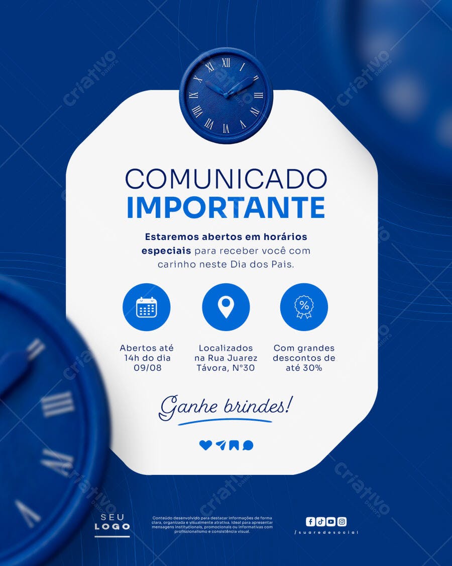 Post Instagram Dia dos Pais Comunicação PSD Editável