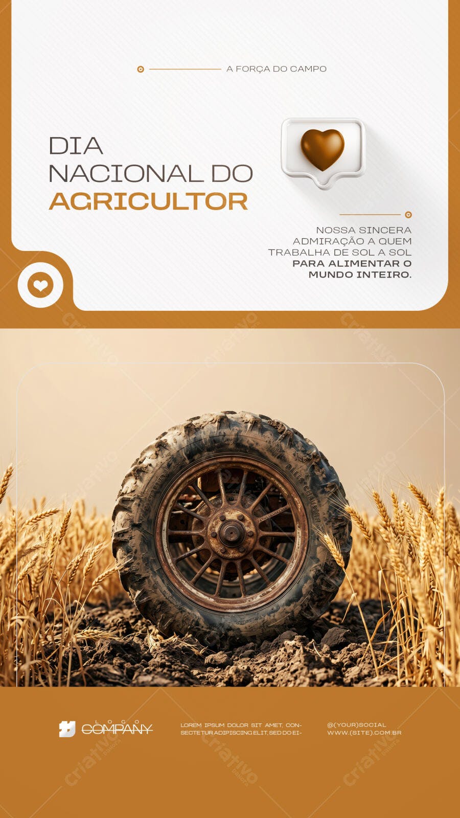 Post Instagram Dia Nacional do Agricultor PSD Editável