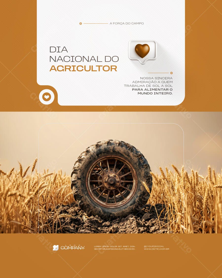 Post Instagram Dia Nacional do Agricultor PSD Editável