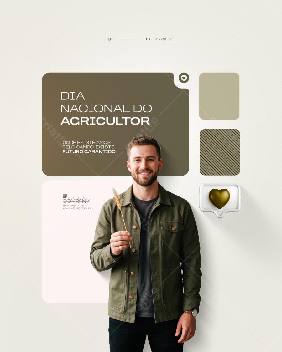Post Instagram Dia Nacional do Agricultor PSD Editável
