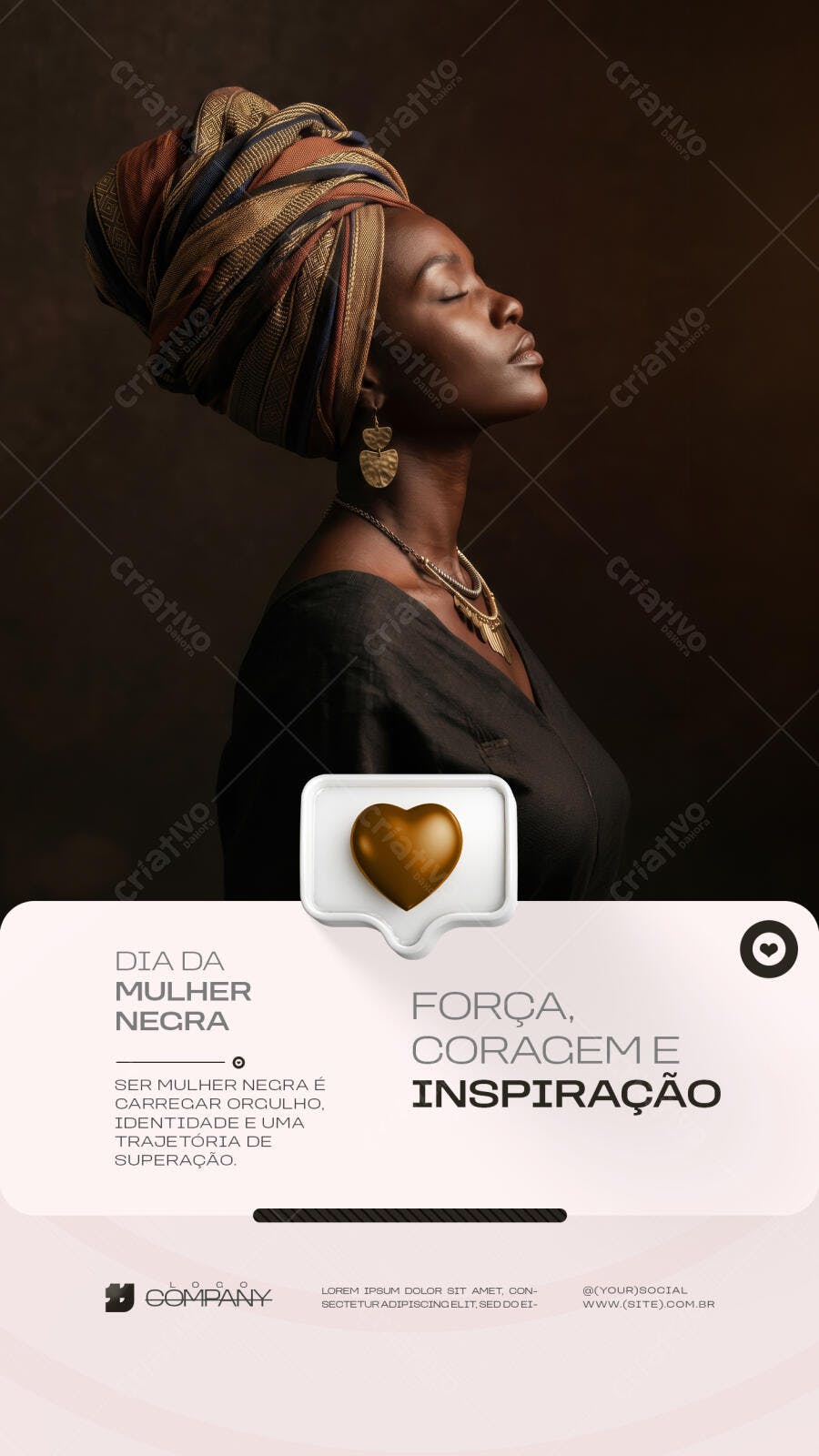 Story Dia da Mulher Negra Força Inspiração PSD Editável
