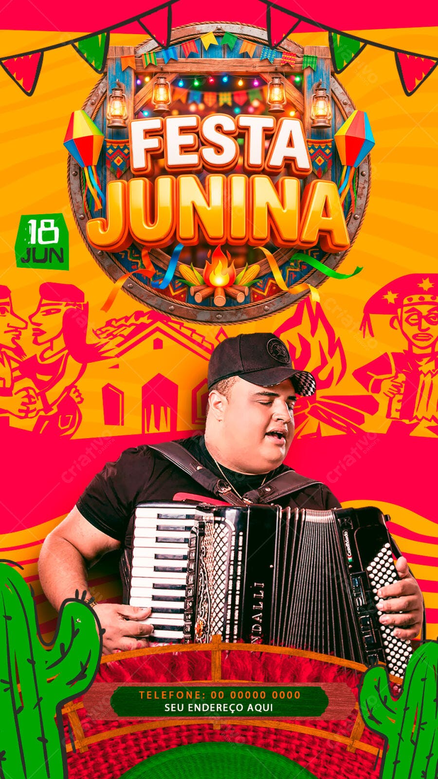 Story Festa Junina Arraial Sanfona PSD Editável