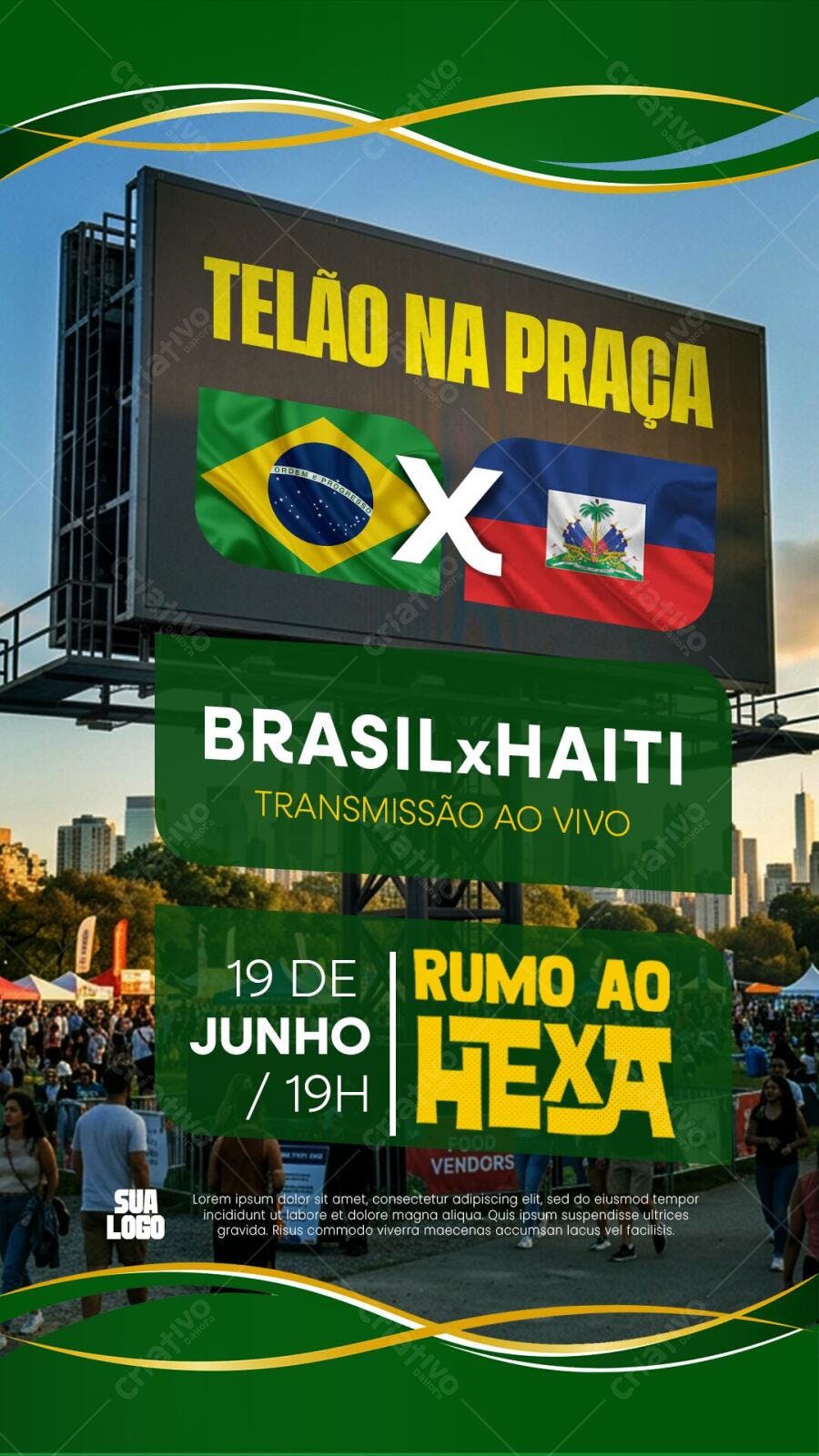 Story Instagram Brasil x Haiti Futebol Junho PSD Editável