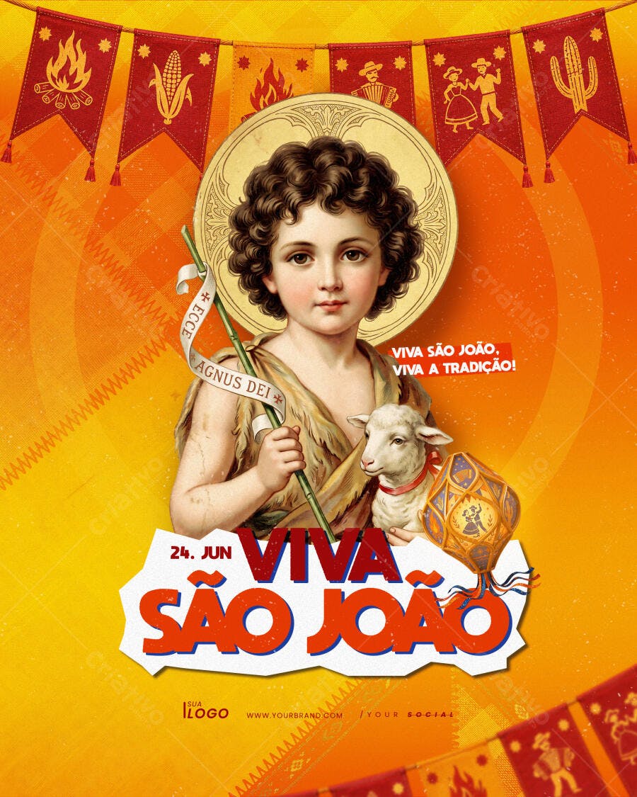 Dia de São João 24 de Junho Social Media PSD Editável