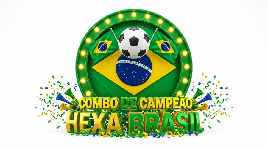 Arte Digital Futebol Brasil Hexa Campeão Copa do Mundo