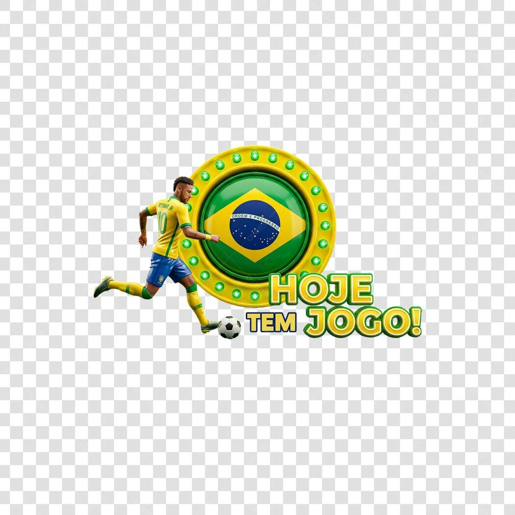 Elemento 3D Jogador Brasil Copa do Mundo PNG Fundo Transparente